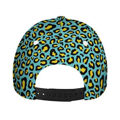 Teal And Yellow Leopard Pattern Print Baseball Cap