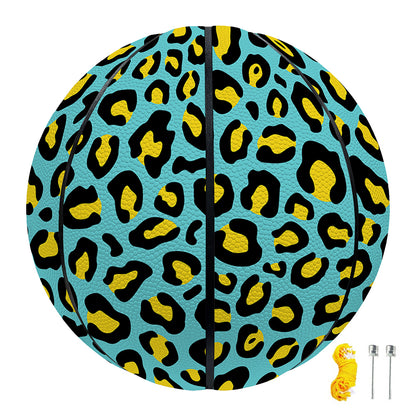 Teal And Yellow Leopard Pattern Print Basketball