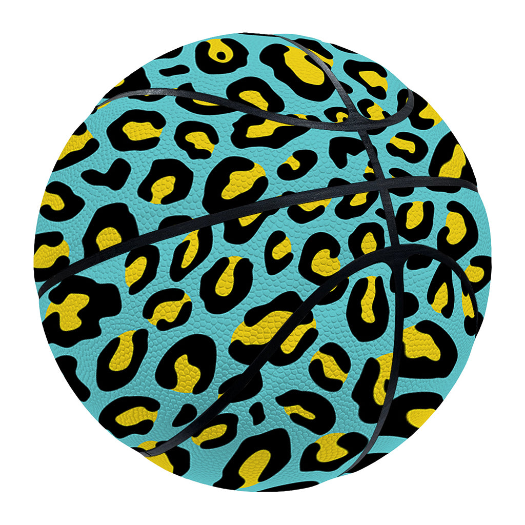 Teal And Yellow Leopard Pattern Print Basketball