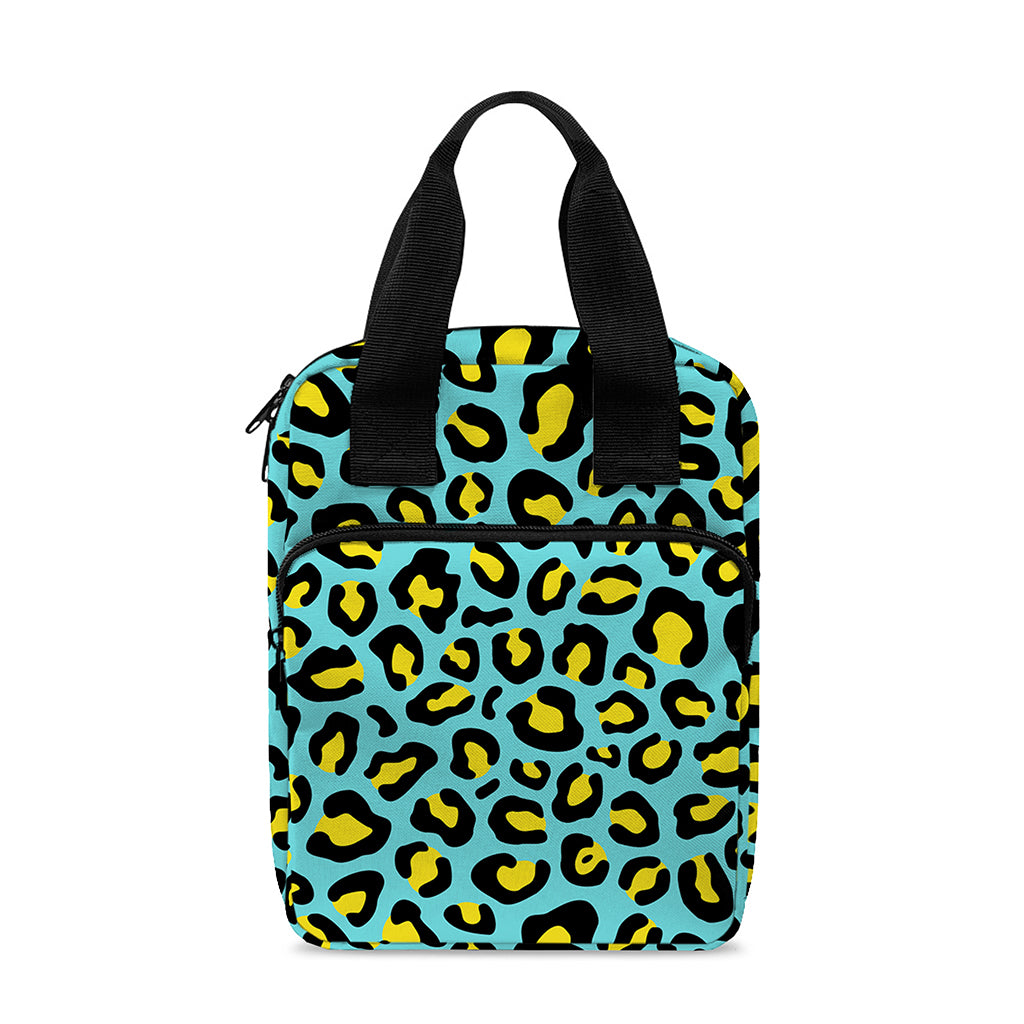 Teal And Yellow Leopard Pattern Print Bible Tote Bag