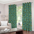 Teal And Yellow Leopard Pattern Print Dimout Grommet Curtains