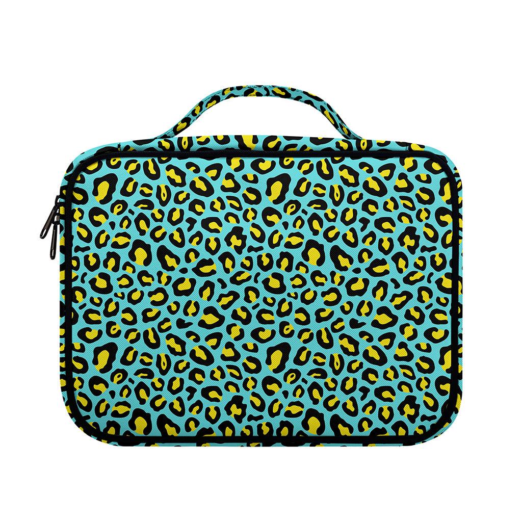 Teal And Yellow Leopard Pattern Print Briefcase Bible Bag