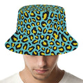 Teal And Yellow Leopard Pattern Print Bucket Hat