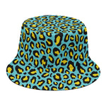 Teal And Yellow Leopard Pattern Print Bucket Hat