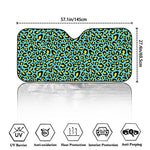 Teal And Yellow Leopard Pattern Print Car Windshield Sun Shade