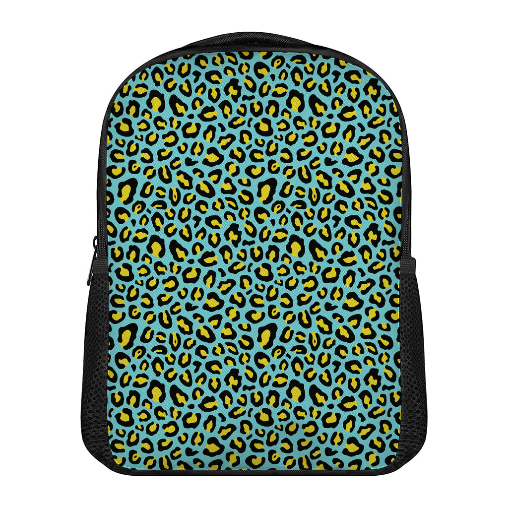 Teal And Yellow Leopard Pattern Print Casual Backpack
