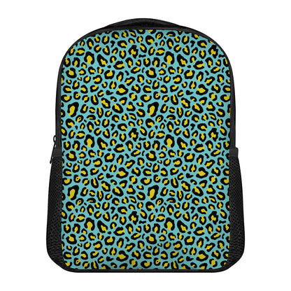 Teal And Yellow Leopard Pattern Print Casual Backpack