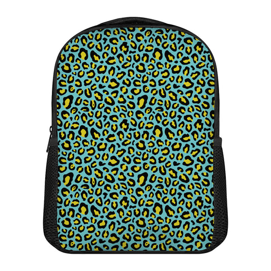 Teal And Yellow Leopard Pattern Print Casual Backpack