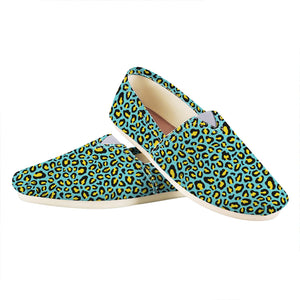 Teal And Yellow Leopard Pattern Print Casual Shoes