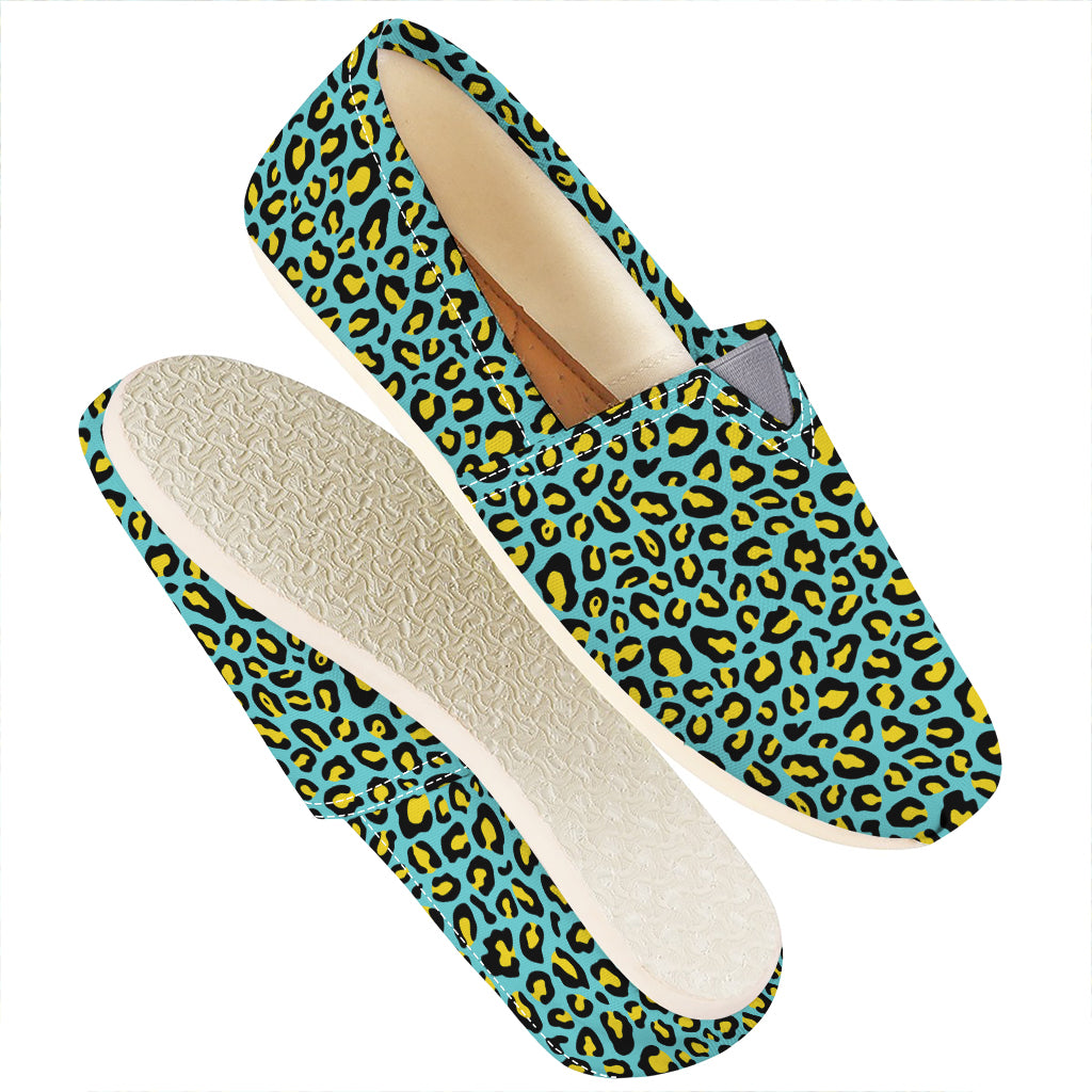 Teal And Yellow Leopard Pattern Print Casual Shoes