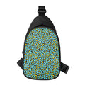 Teal And Yellow Leopard Pattern Print Sling Bag