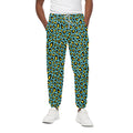 Teal And Yellow Leopard Pattern Print Cotton Sweatpants