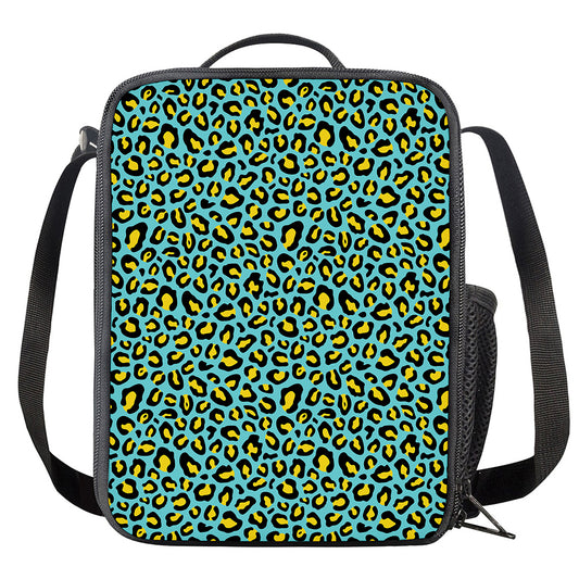Teal And Yellow Leopard Pattern Print Crossbody Lunch Bag