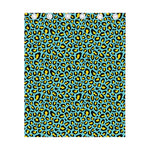 Teal And Yellow Leopard Pattern Print Curtain