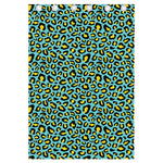 Teal And Yellow Leopard Pattern Print Curtain