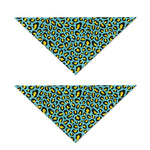 Teal And Yellow Leopard Pattern Print Dog Bandana