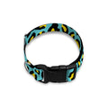 Teal And Yellow Leopard Pattern Print Dog Collar
