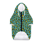 Teal And Yellow Leopard Pattern Print Dog Zip Up Hoodie