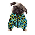 Teal And Yellow Leopard Pattern Print Dog Zip Up Jacket