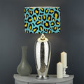 Teal And Yellow Leopard Pattern Print Drum Lamp Shade