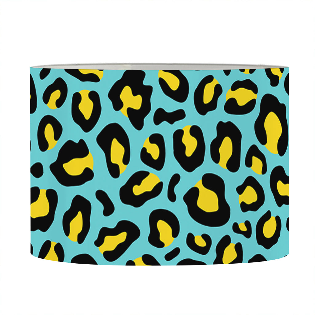 Teal And Yellow Leopard Pattern Print Drum Lamp Shade