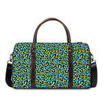 Teal And Yellow Leopard Pattern Print Duffle Bag