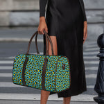 Teal And Yellow Leopard Pattern Print Duffle Bag