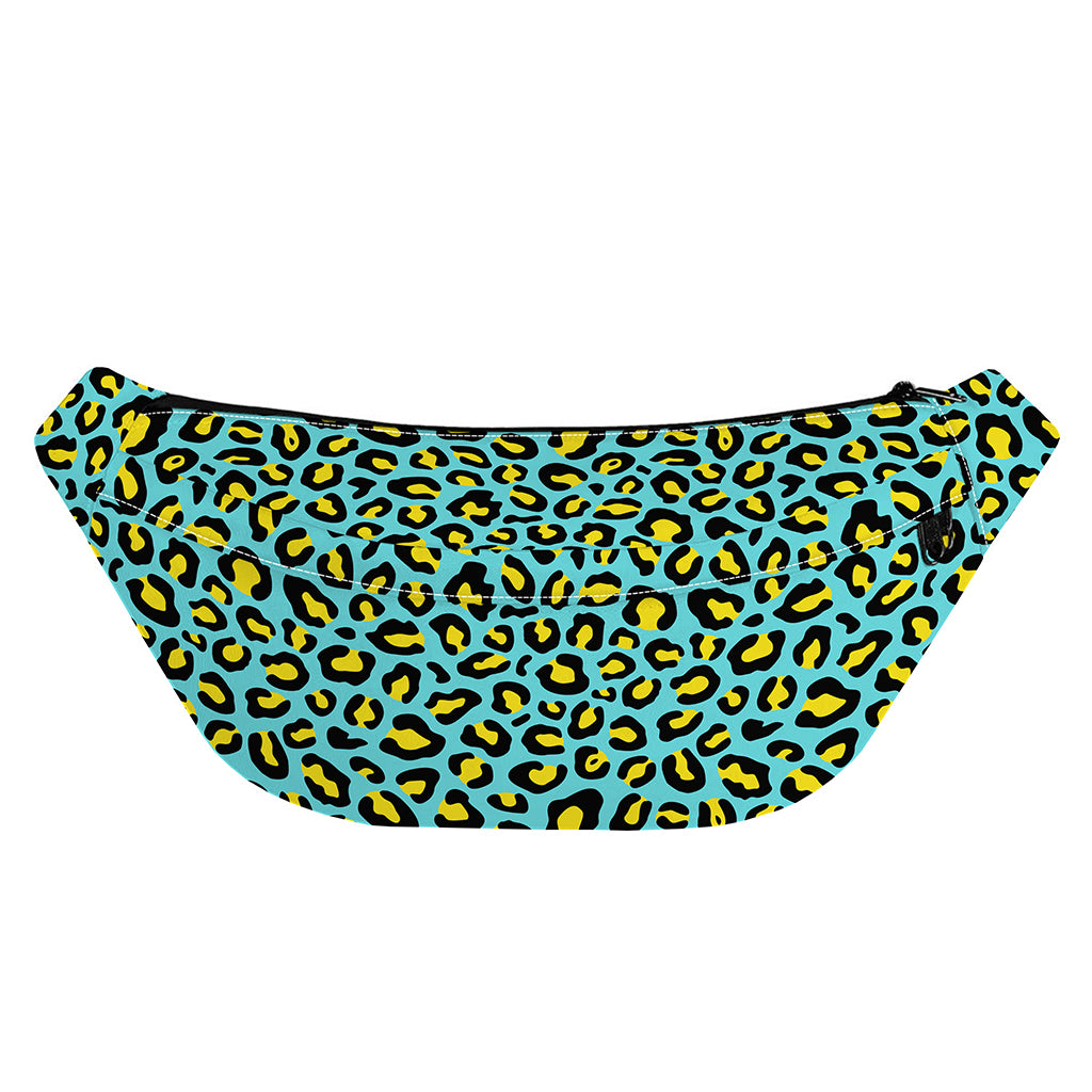 Teal And Yellow Leopard Pattern Print Fanny Pack