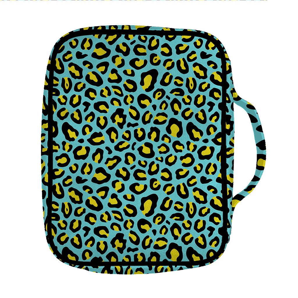 Teal And Yellow Leopard Pattern Print Front Pocket Bible Bag