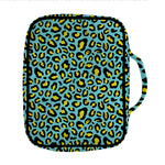 Teal And Yellow Leopard Pattern Print Front Pocket Bible Bag