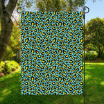 Teal And Yellow Leopard Pattern Print Garden Flag