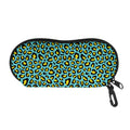 Teal And Yellow Leopard Pattern Print Glasses Case