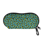 Teal And Yellow Leopard Pattern Print Glasses Case