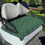Teal And Yellow Leopard Pattern Print Golf Cart Seat Cover