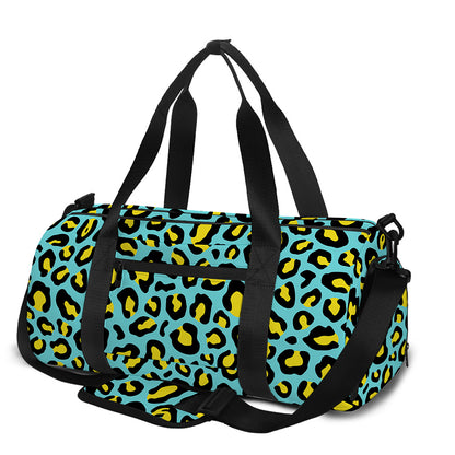 Teal And Yellow Leopard Pattern Print Gym Bag