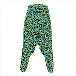 Teal And Yellow Leopard Pattern Print Hammer Pants