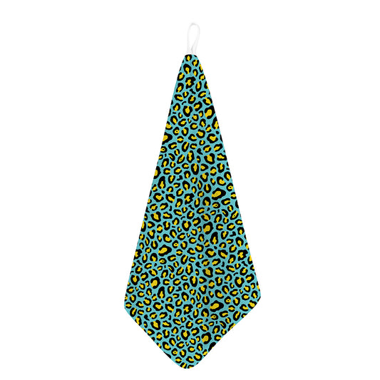 Teal And Yellow Leopard Pattern Print Hand Towel