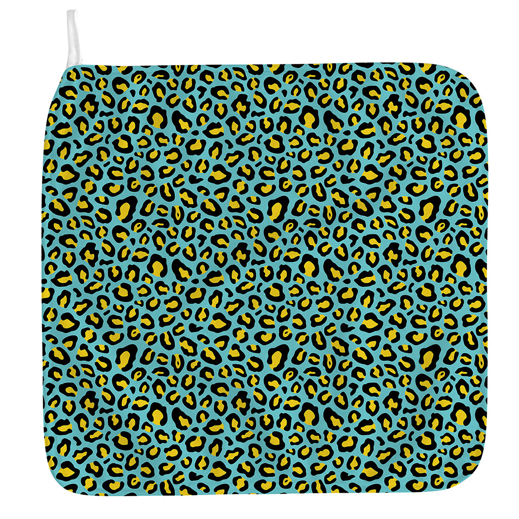 Teal And Yellow Leopard Pattern Print Hand Towel