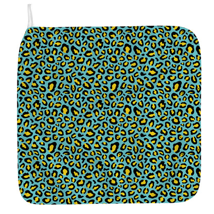Teal And Yellow Leopard Pattern Print Hand Towel