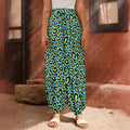 Teal And Yellow Leopard Pattern Print Harem Pants