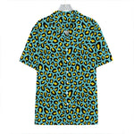 Teal And Yellow Leopard Pattern Print Hawaiian Shirt