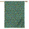 Teal And Yellow Leopard Pattern Print House Flag