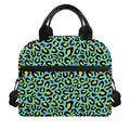 Teal And Yellow Leopard Pattern Print Insulated Lunch Bag