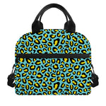 Teal And Yellow Leopard Pattern Print Insulated Lunch Bag