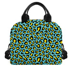 Teal And Yellow Leopard Pattern Print Insulated Lunch Bag