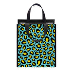 Teal And Yellow Leopard Pattern Print Insulated Lunch Tote