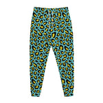 Teal And Yellow Leopard Pattern Print Jogger Pants