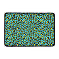 Teal And Yellow Leopard Pattern Print Kitchen Mat