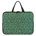 Teal And Yellow Leopard Pattern Print Laptop Sleeve With Handle