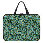 Teal And Yellow Leopard Pattern Print Laptop Sleeve With Handle
